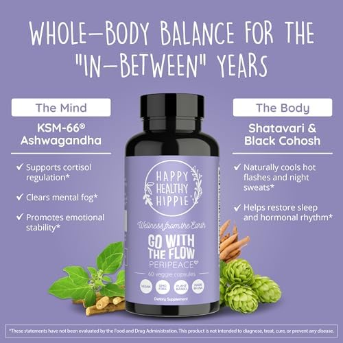 Happy Healthy Hippie PeriPeace Supplements for Women & Zen Again Cortisol Manager