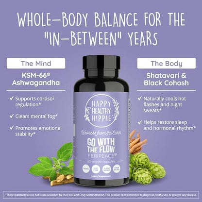Happy Healthy Hippie PeriPeace Supplements for Women & Zen Again Cortisol Manager