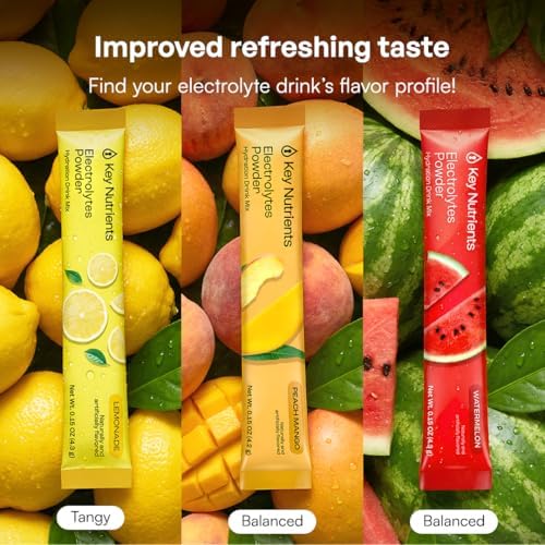 KEY NUTRIENTS Electrolytes Powder Bundle, Pink Lemonade 90 Servings + Electrolyte Powder Packets Variety Pack 10 Count, Sugar Free Hydration Drink Mix with Vitamins & Minerals, No Calories