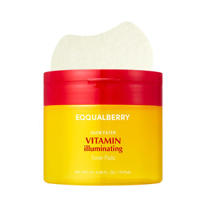 Suplement ​EQQUALBERRY Vitamin Illuminating Toner Pads | Niacinamide 2% + Brightening Vitamin C-Peptide | Hydrating Exfoliating Multi Pads & Dark Spot Remover - VelvetGlow USA