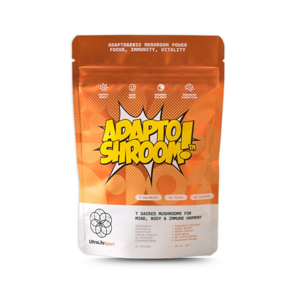 Ultra Life Sport - MushBoom Organic Mushroom Coffee Alternative Drink - 30 Servings 7 Mushroom Cacao Blend - Cordyceps, Lion’s Mane, Chaga, Maitake, Shiitake, Reishi & Turkey Tail - Caffeine Free