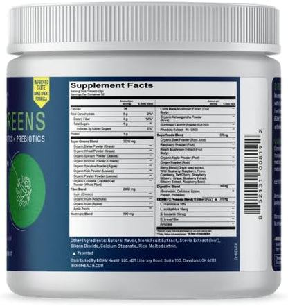 BIOHM Super Reds and Greens Bundle, Superfood Powder with Probiotics and Digestive Enzymes, Packed with Antioxidants and Polyphenols, Allergen Free, Non-GMO, Vegan - 30 Servings Each