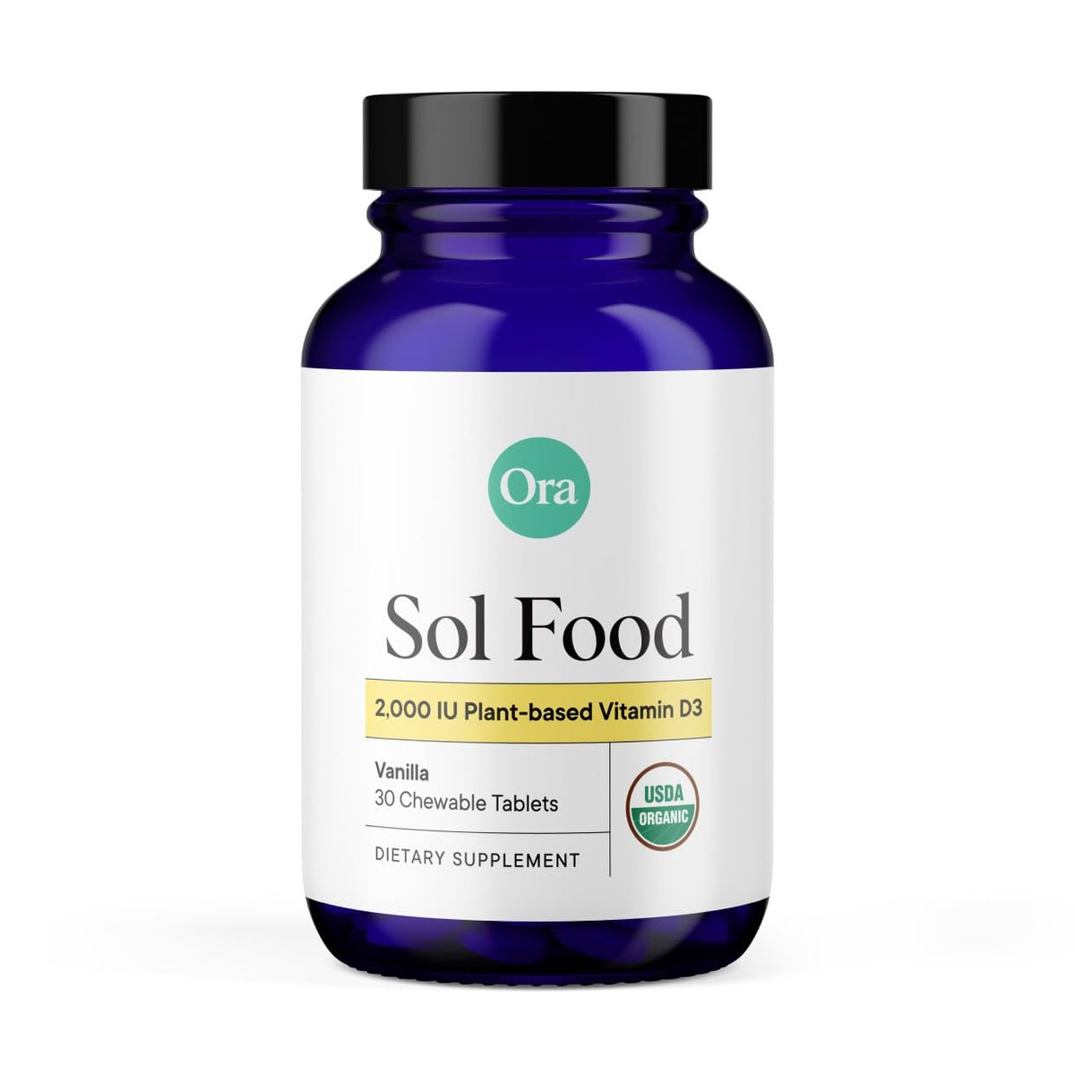 Suplement ​Ora Organic Vitamin D3 2000IU - Vegan Vitamin D Chewables from Lichen for Bone Health, Immune Support, & Mood | Maximum Absorption - 1 Month Supply, 30 Vegan Chewable Vanilla Tablets - VelvetGlow USA