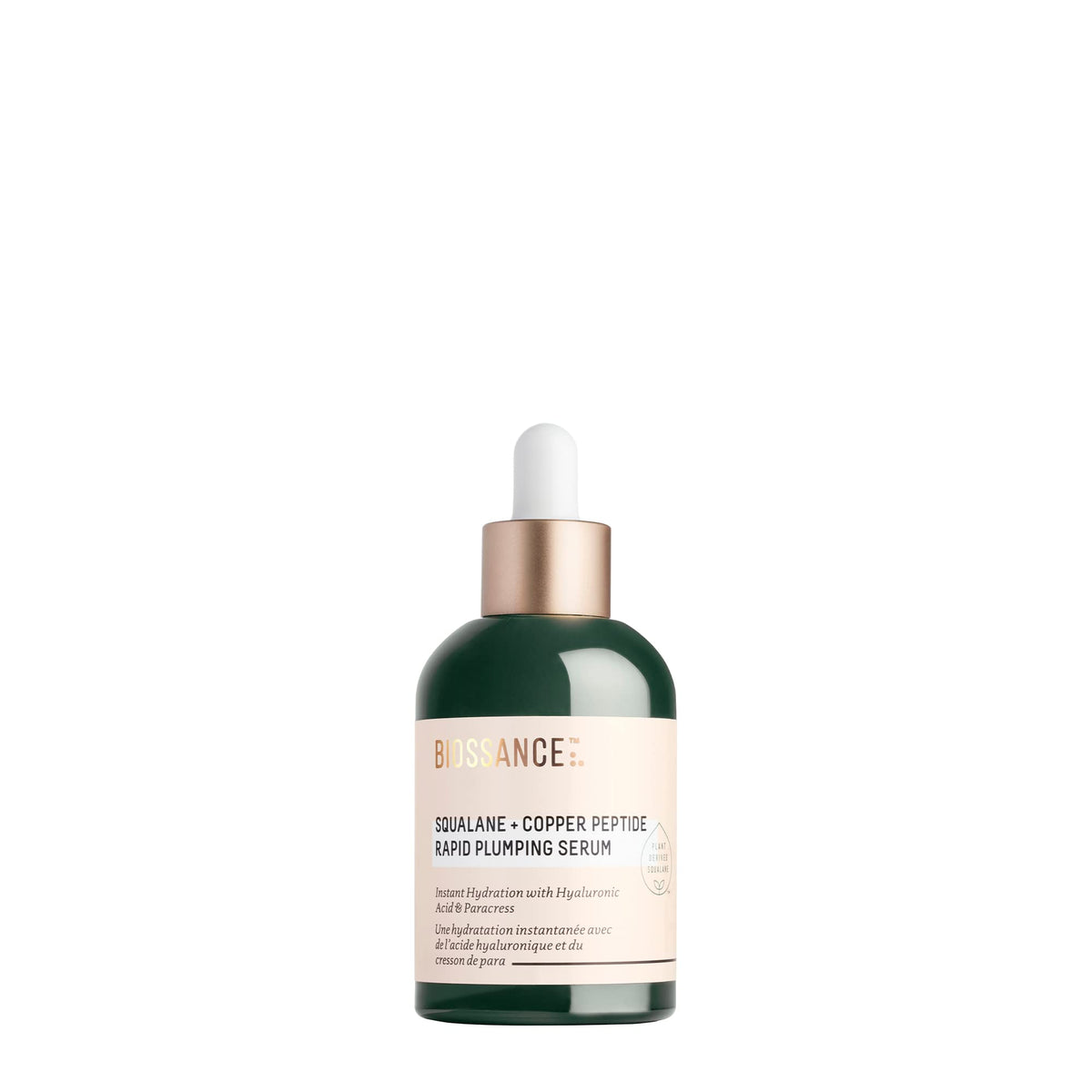 Suplement ​Biossance Squalane + Copper Peptide Rapid Plumping Serum - Face Serum for All Skin Types - Visibly Plumping + Firming Skin, Fine Lines + Wrinkles, VelvetGlow USA