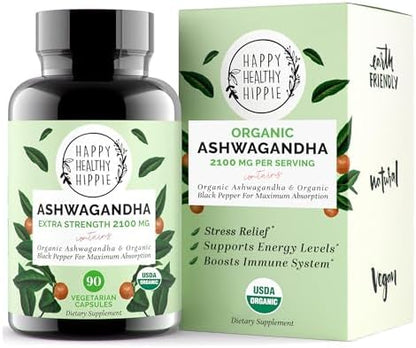 Happy Healthy Hippie PeriPeace Supplements for Women & Organic Ashwagandha Capsules