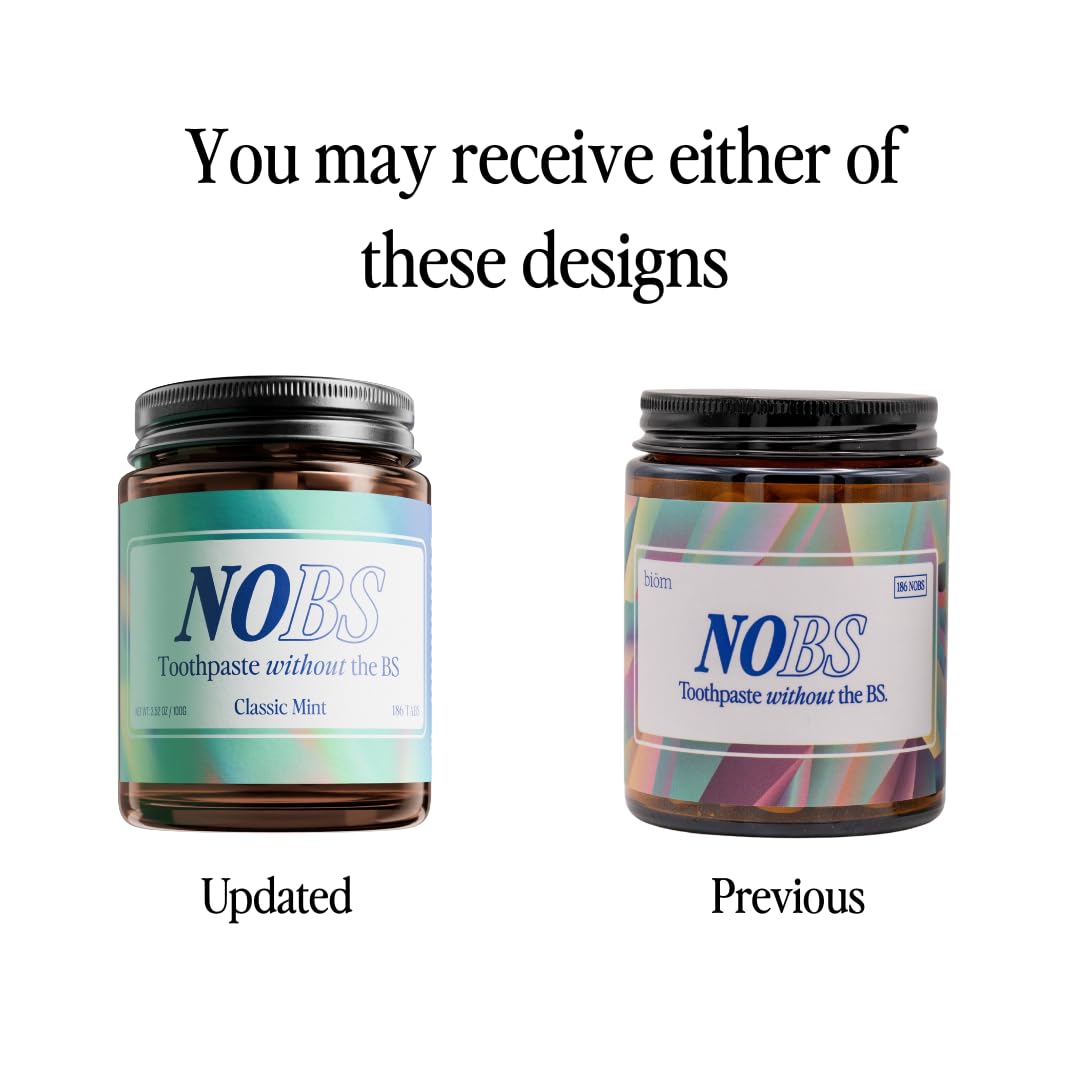 Suplement ​NOBS (No Bad Stuff) Toothpaste Tablets - Nano Hydroxyapatite, Fluoride & Plastic Free, Eco & Travel Friendly - Remineralize with NHA (3 Month) - VelvetGlow USA