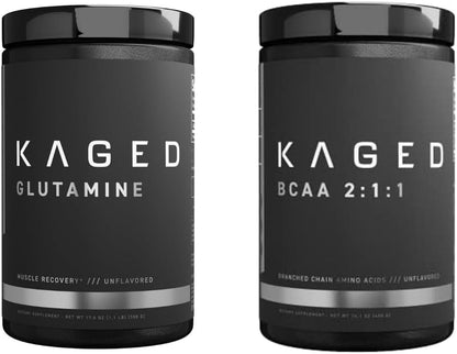 Kaged BCAA and L-Glutamine Powder Bundle – Vegan, Unflavored, Muscle Recovery Support