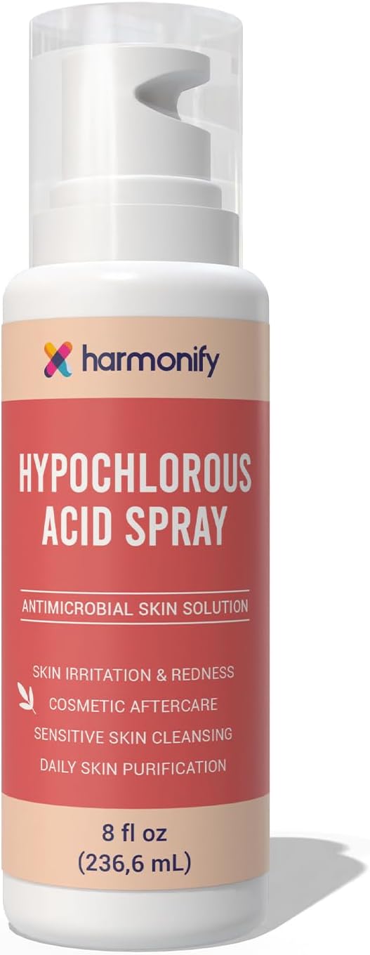 Hypochlorous Acid Spray 8 fl oz - Antimicrobial Skin Solution for Face & Body - Hypochlorous Acid for Sensitive Skin, Redness & Acne - Daily Skin Cleansing & Cosmetic Aftercare