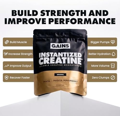 Gains in Bulk Instantized Creatine & No Matter What Pre Workout Powder Bundle, Soluble Creatine Powder, Paraxanthine, Amino Acids & L Theanine, 60 Servings