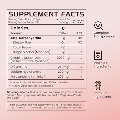 Gains in Bulk HER Stack, Instantized Creatine for Women & D3 K2 Supplement, Strawberry Fizz Flavor, Wellness Support for Men & Women, 20 Packets and 60 Softgels