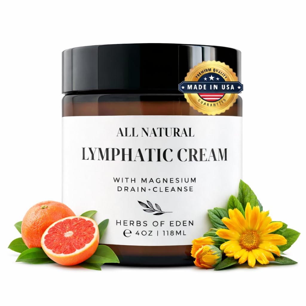 Organic Lymphatic Massage Cream with Magnesium – Natural Topical Cream | Stimulate Lymph Fluid | Family Owned, Made in USA Herbs of EdenBuy Supplements Australia