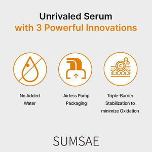 SUMSAE Pure Vitamin C Serum - Korean Skincare with Vitamin 10.5%, Waterless (No oxidation formula), Special Airless Pump, Brightening and Firming Skin