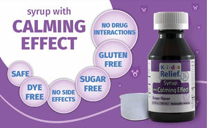 Kids Relief Syrup with Calming Effect, for Kids 0-12 Yrs, Grape Flavor, Gluten and Dye Free, No Added Sugar, 3.4 oz Kids ReliefBuy Supplements Australia