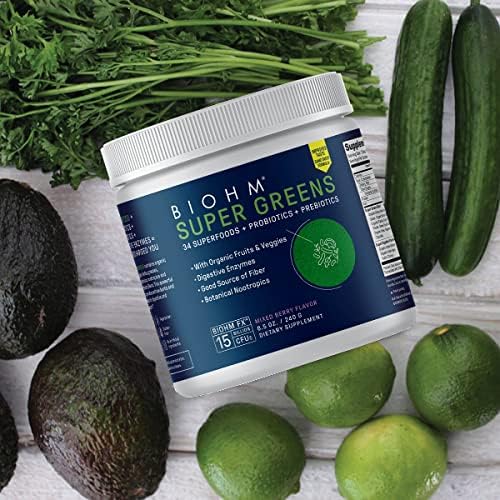 BIOHM Super Reds and Greens Bundle, Superfood Powder with Probiotics and Digestive Enzymes, Packed with Antioxidants and Polyphenols, Allergen Free, Non-GMO, Vegan - 30 Servings Each