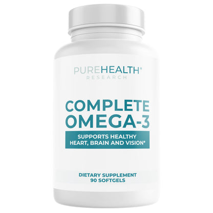 PUREHEALTH RESEARCH Complete Omega 3 Fish Oil Softgels - Omega-3 Fatty Acid Supplements for Women & Men - EPA DHA Supplement for Hearth,