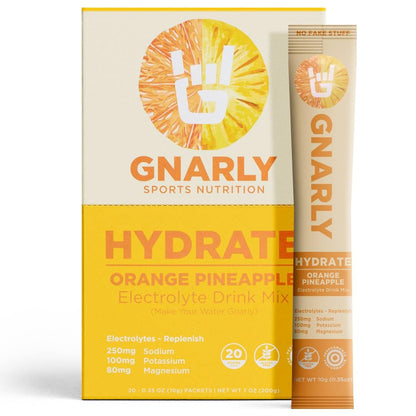 Gnarly Nutrition Hydrate Electrolyte Powder – Orange Pineapple Exercise Hydration Drink Mix – NSF Sport Certified – Electrolyte Solution, Performance & Recovery – Orange Pineapple, 14.10 oz