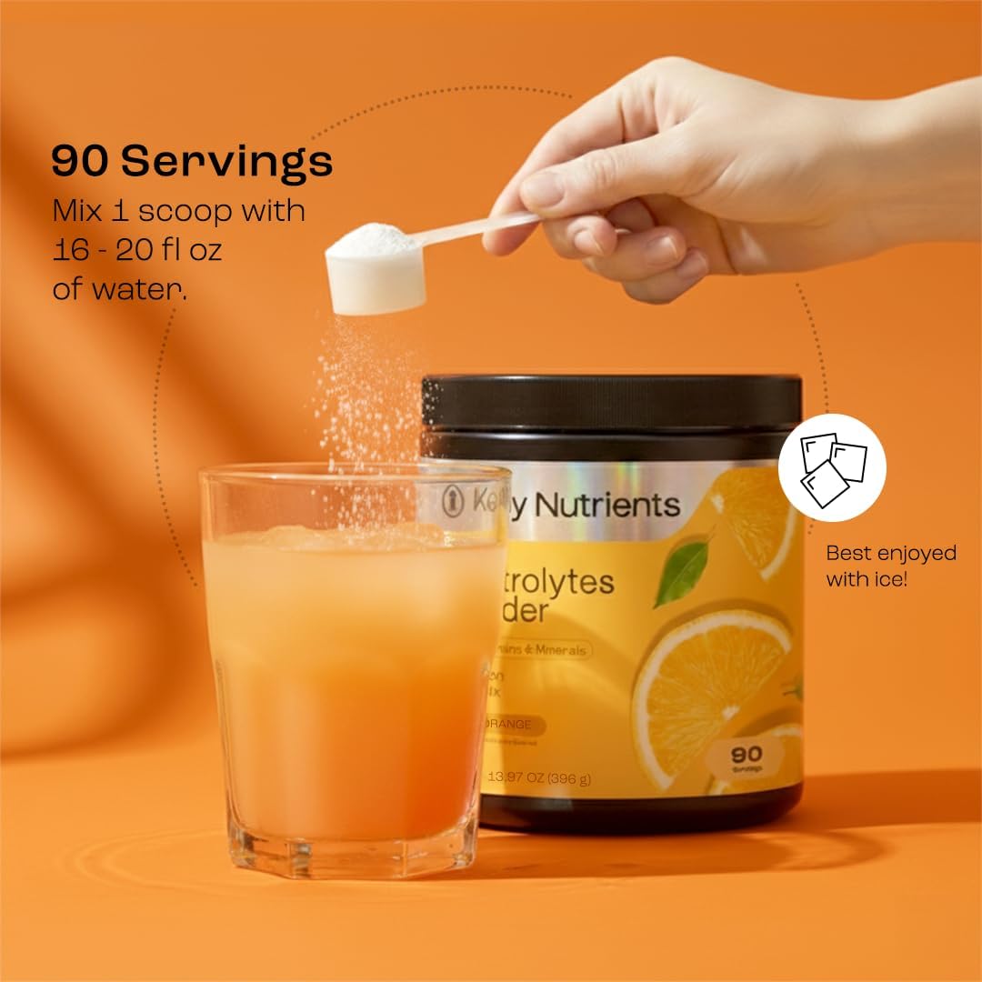 KEY NUTRIENTS Electrolytes Powder Bundle, Refreshing Lemonade 90 Servings Jar + Orange 90 Servings Jar, Sugar Free Hydration Drink Mix with Vitamins & Minerals, No Calories