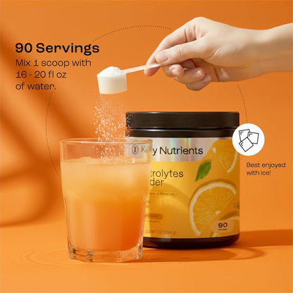 KEY NUTRIENTS Electrolytes Powder Bundle, Refreshing Lemonade 90 Servings Jar + Orange 90 Servings Jar, Sugar Free Hydration Drink Mix with Vitamins & Minerals, No Calories