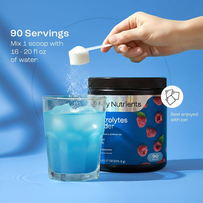 KEY NUTRIENTS Electrolytes Powder Bundle, Blue Raspberry 90 Servings + Electrolyte Powder Packets Variety Pack 10 Count, Sugar Free Hydration Drink Mix with Vitamins & Minerals, No Calories