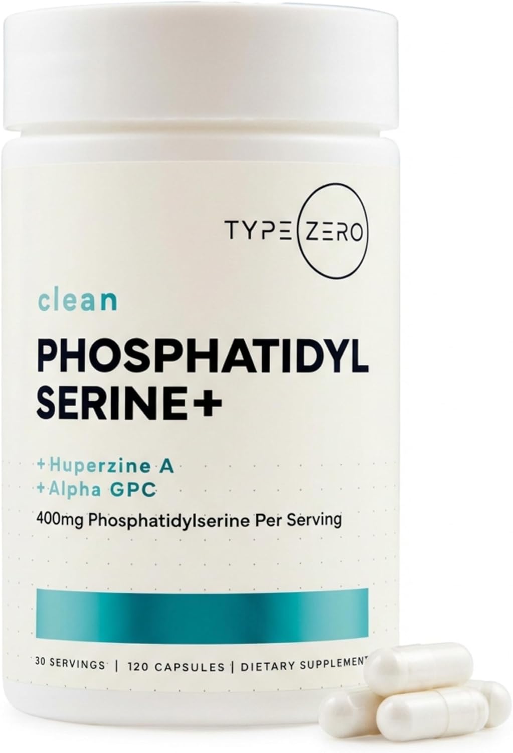 Type Zero Phosphatidylserine+ (400mg) 120 Capsules, 30 Servings | With Huperzine A + Alpha GPC, 3X Strength Nootropics Brain Support Supplement, Clean Focus & Memory