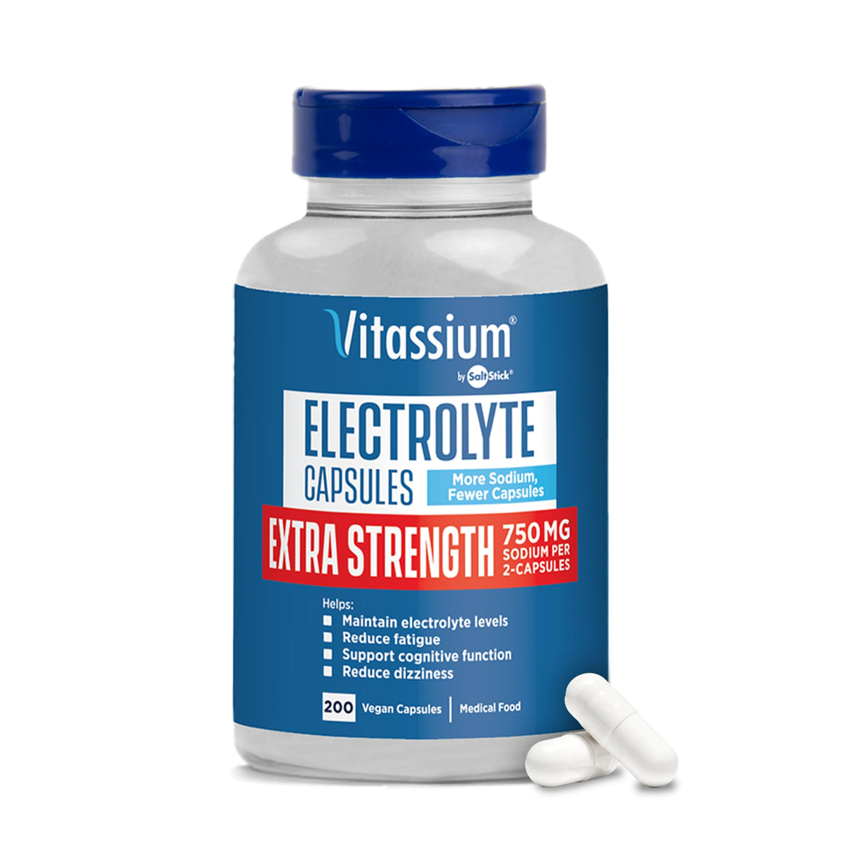 Vitassium Electrolytes Salt Pills for POTS Scientifically Formulated 100ct