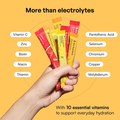 KEY NUTRIENTS Electrolytes Powder Bundle, Lemonade 90 Servings + Electrolyte Powder Packets Variety Pack 10 Count, Sugar Free Hydration Drink Mix with Vitamins & Minerals, No Calories