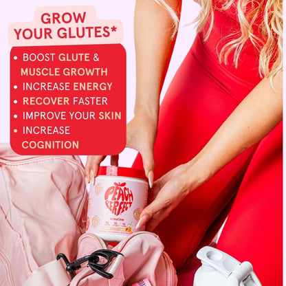 Peach Perfect Creatine Blend for Women – Micronized Creatine Monohydrate with BCAA & Collagen for Glute Strength Support – Pink Lemonade – 30 Servings