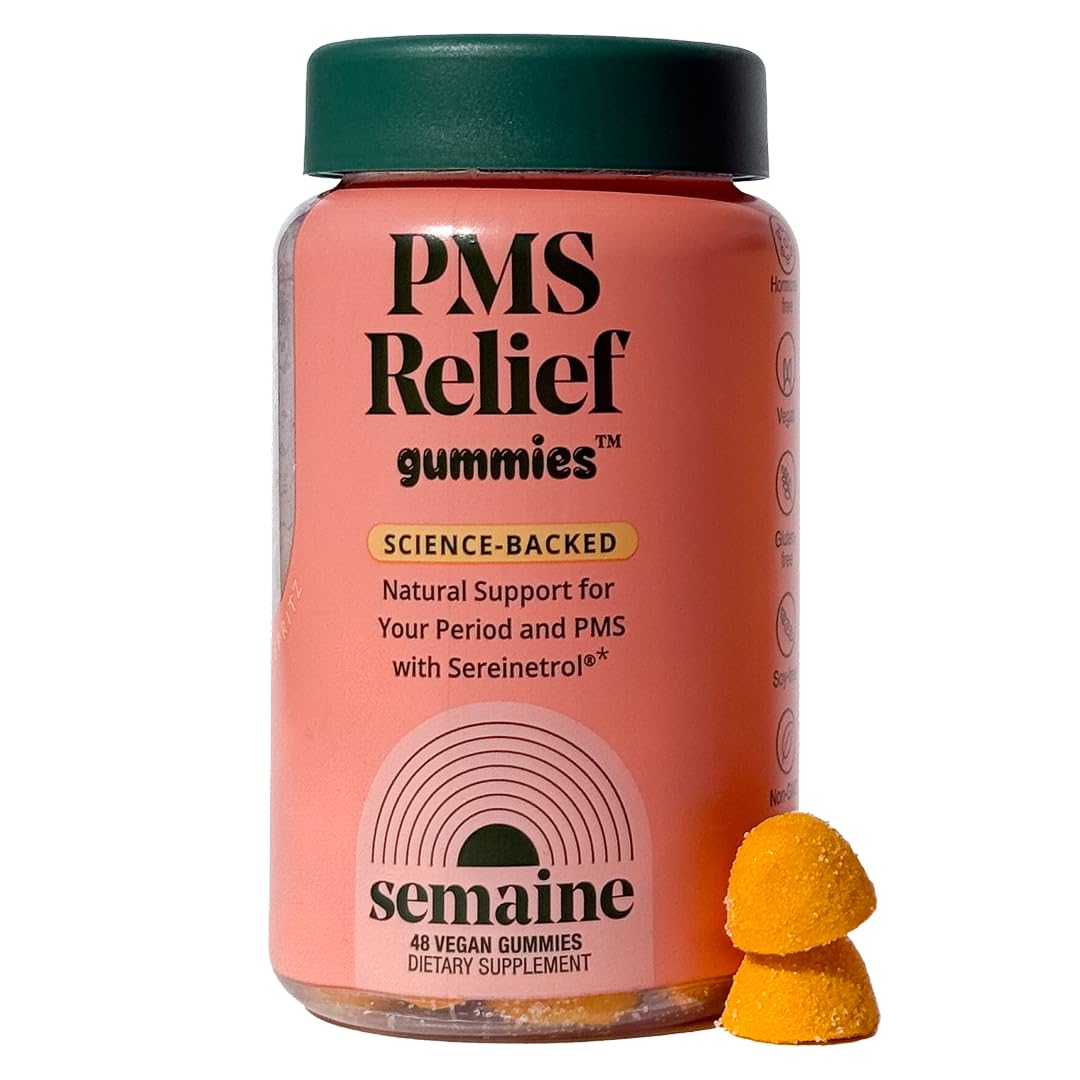 Semaine PMS Relief for Women, Period Cramp Relief, Period Cramps, Menstrual Cramps, PMS Support Supplement for Women, Bloating and Mood, Boswellia and Curcumin, 40 Capsules