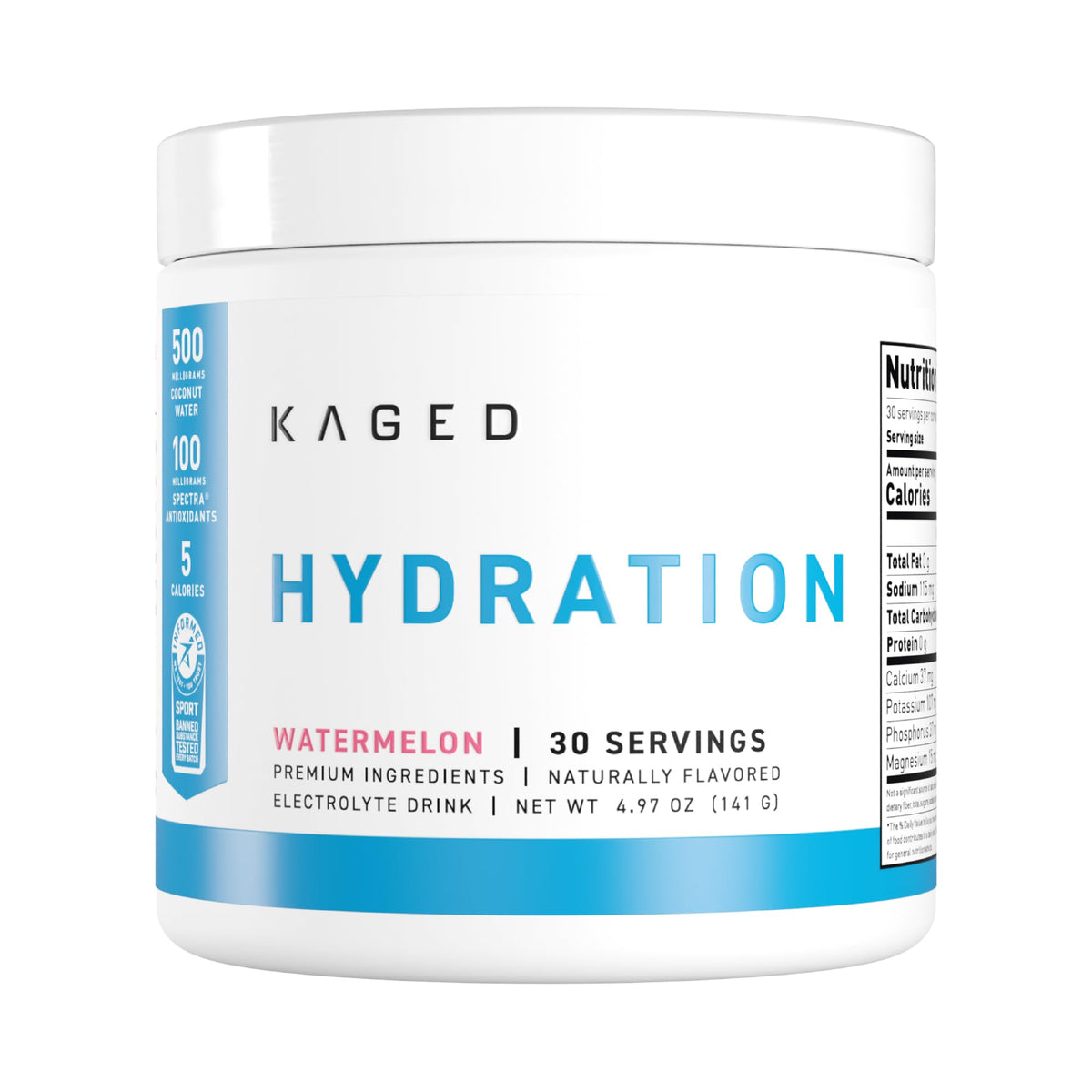 Kaged Sugar Free Hydration | 5 Key Electrolytes | Coconut Water | Tastes Amazing | 60 Servings