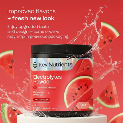 KEY NUTRIENTS Electrolytes Powder Bundle, Refreshing Lemonade 90 Servings Jar + Watermelon 90 Servings Jar, Sugar Free Hydration Drink Mix with Vitamins & Minerals, No Calories