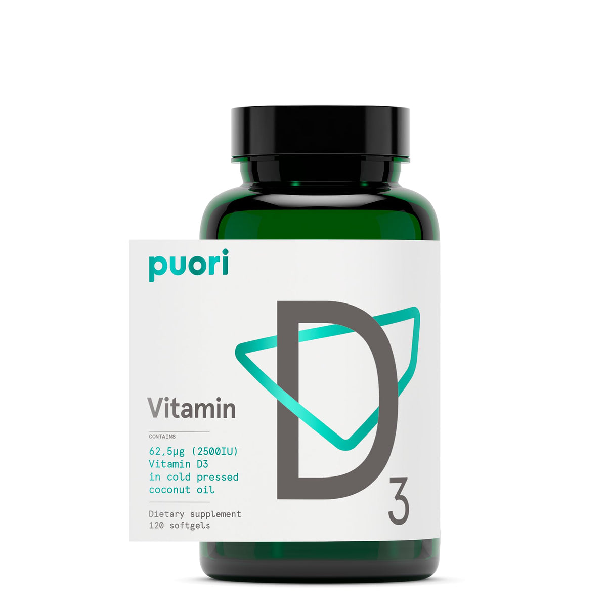 Suplement ​Puori Vitamin D3 Softgels, 2500 IU (62.5 mcg) - Fast Absorbing Vitamin D3 Supplements for Immune System Support, Bone Health & Density and Healthy Muscle Functions - Non-GMO & Gluten-Free - 120 Count - VelvetGlow USA