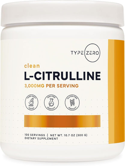 Type Zero L-Citrulline Powder, 3000mg Pump Pre Workout, 100 Servings