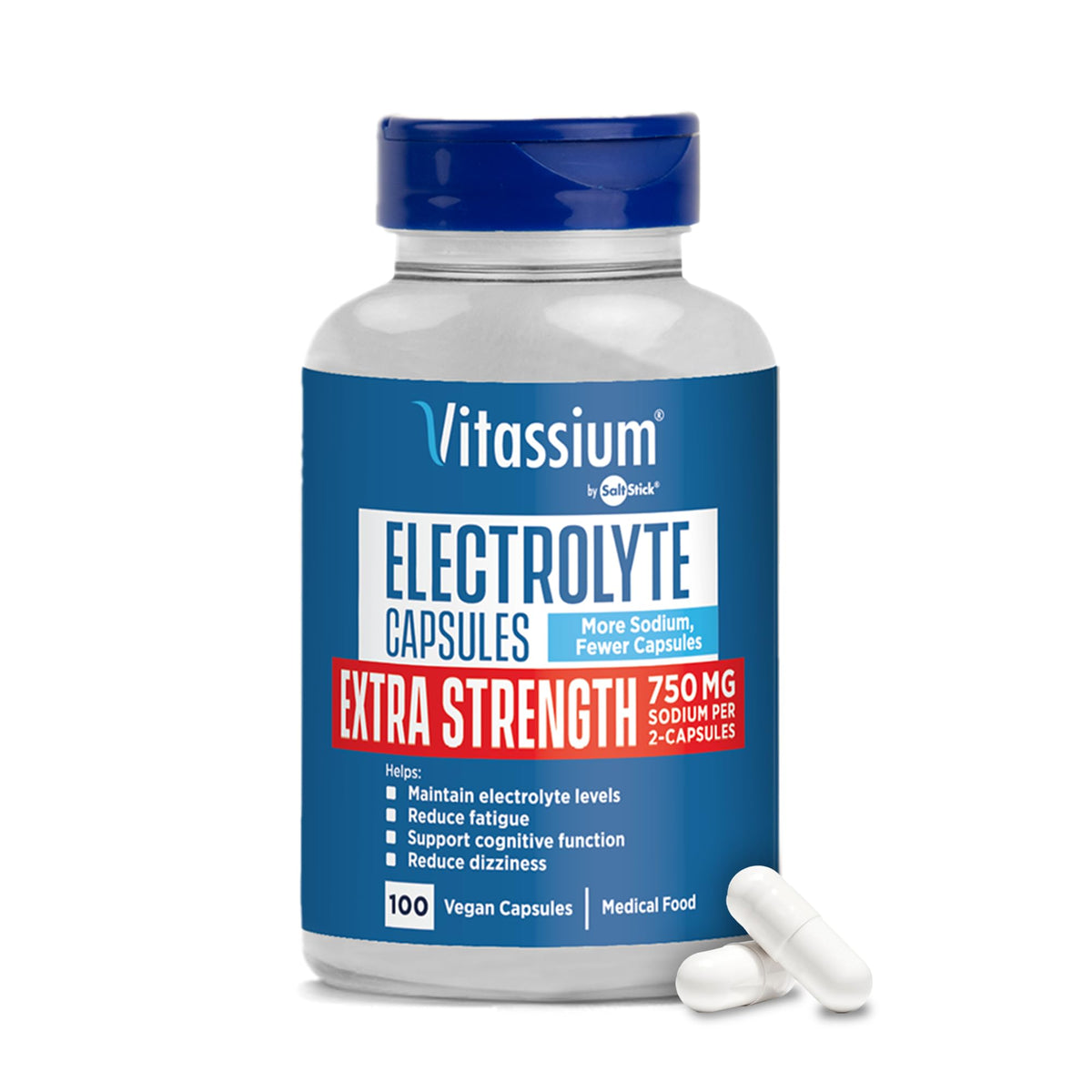 Vitassium Electrolytes Salt Pills for POTS Scientifically Formulated 100ct