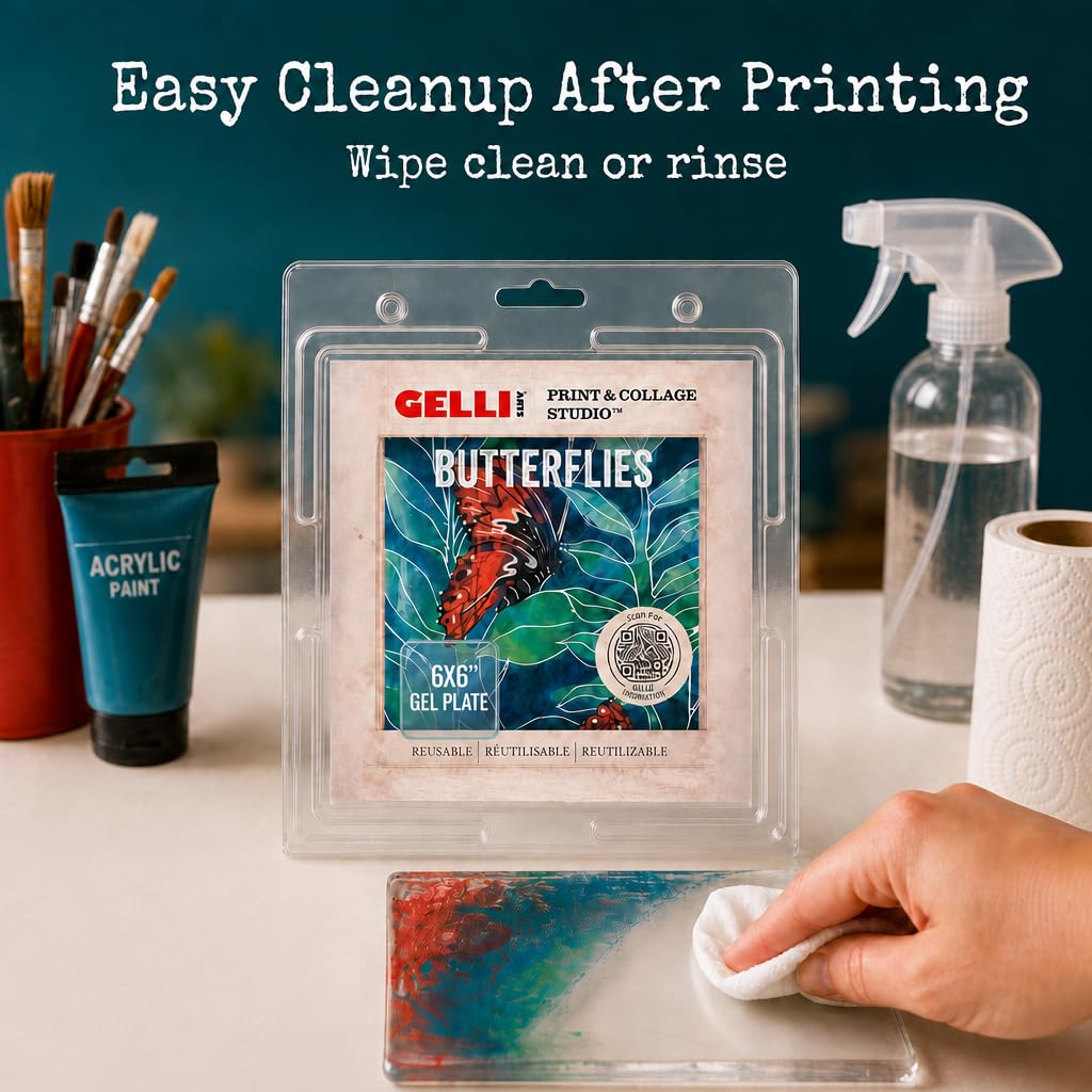 Gelli Arts Gel Printing Plate – Reusable Gel Printing Plate, Printmaking Supplies, Monoprinting at Home, Arts and Crafts – Easy Cleaning & Storage – Made in the USA – 6" x 6" – Blush Bloom