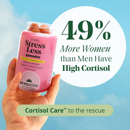 Semaine Stress Less Gummies - Calm Gummies for Adults, Stress Relief Supplement for Women, Cortisol Supplements for Women with Taurine & Lemon Balm, Cortisol Care Blend, 60 Count