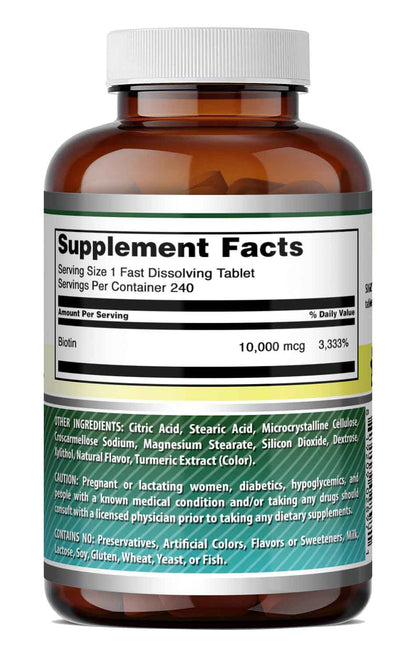 Amazing Formulas Biotin 10,000 mcg | Fast Dissolve Tablets | Non-GMO | Gluten Free Supplement | Made in USA (Strawberry, 60 Count)