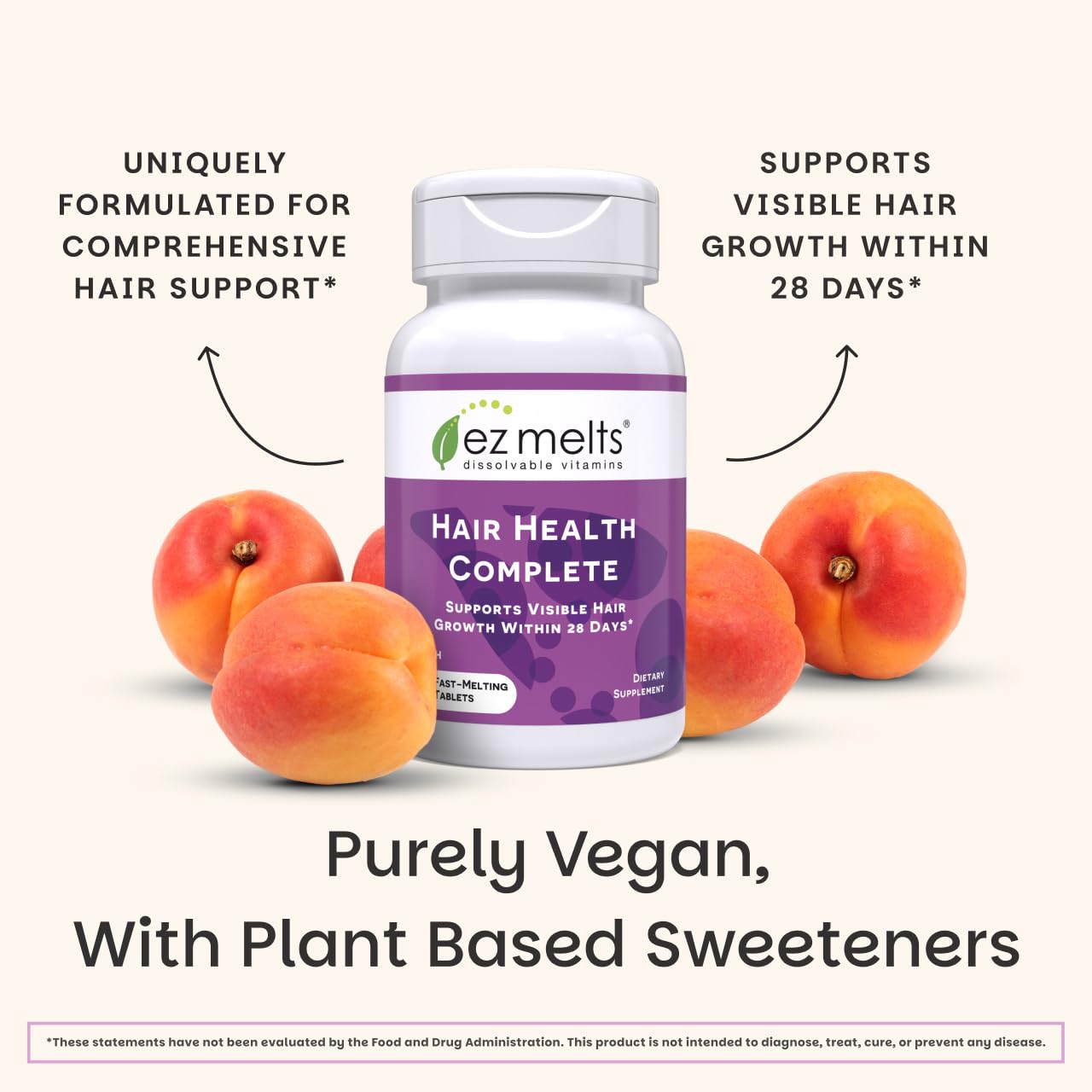 EZ Melts Hair Health Complete - Hair Supplement to Support Strength & Growth - Includes AnaGain Nu, Biotin, Apigenin, Bambo Silica & More - 60 Sublingual Tablets (30 Servings) EZ Melts buy supplements Au