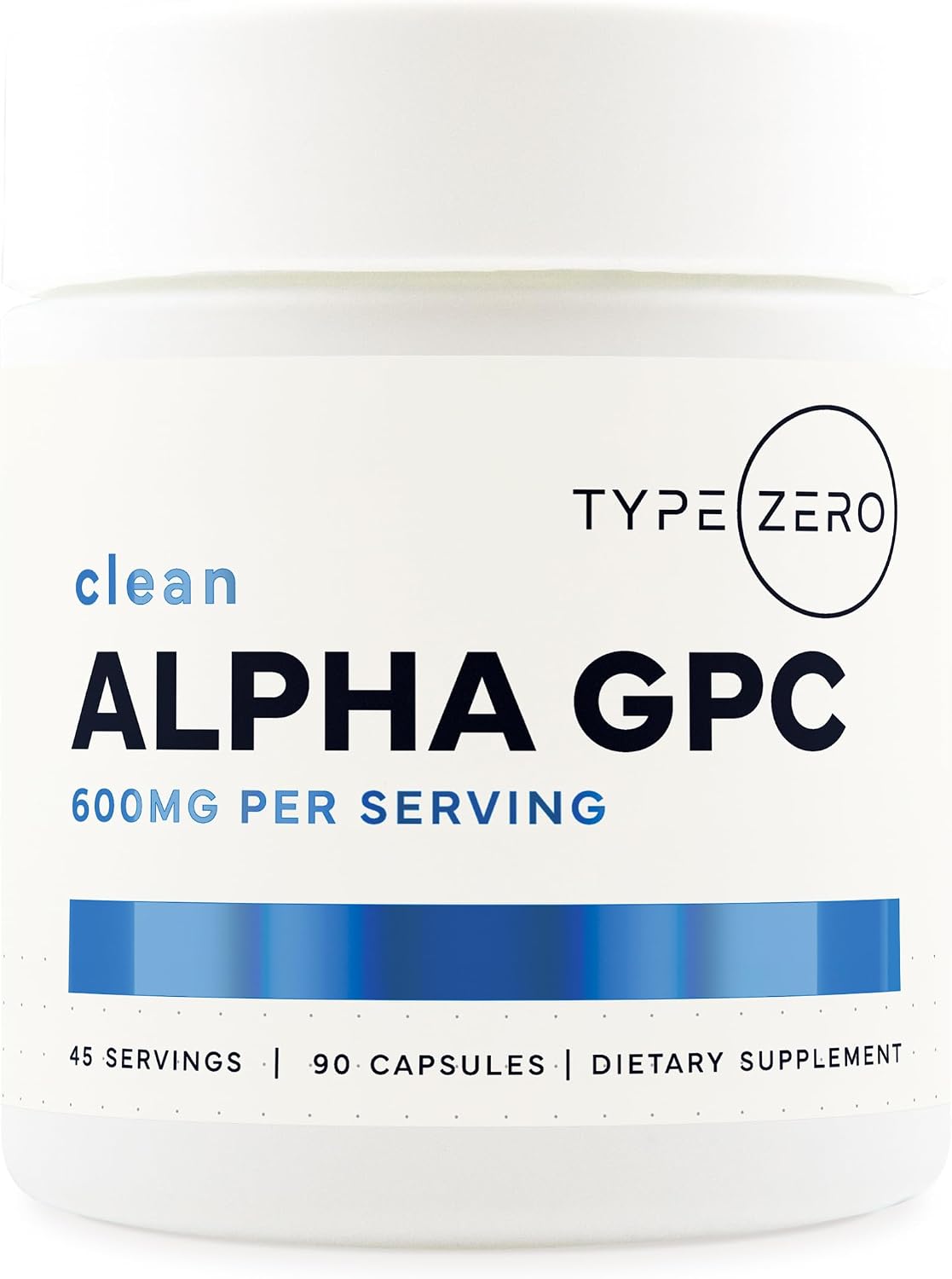 Type Zero Ultra Clean Alpha GPC Choline Supplement (600mg) 90 Capsules | Soy Free, GMO-Free Nootropics Alpha GPC 600mg / 300mg, Brain Memory and Focus Supplements, 45 Servings