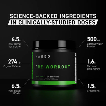 Kaged Original Pre Workout Powder | Fruit Punch | Pre-Workout with Creatine, Beta Alanine, L-Citrulline, BCAAs | 274 mg Caffeine | Pre Supplements for Men & Women | 20 Servings