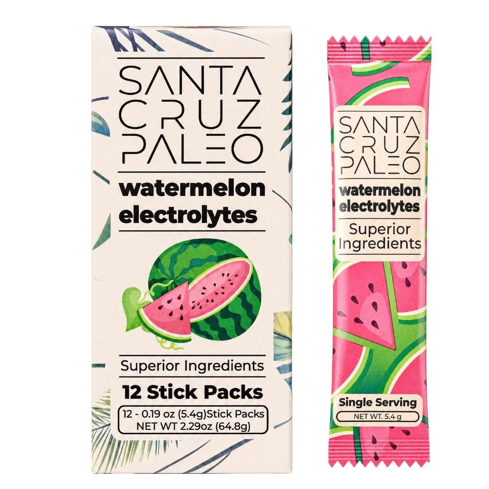 Santa Cruz Paleo Electrolyte Powder Sticks, Acai, Magnesium, Potassium, 12 Servings