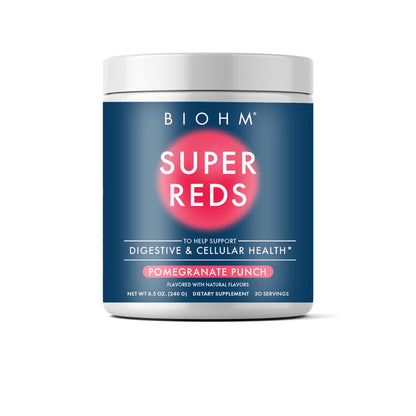 BIOHM Super Greens, Green Superfood Powder (8.5 Oz, 30 Servings) Antioxidant Veggie Powder & Smoothie Mix, 34 Superfoods & Spirulina, Digestive Enzymes, Prebiotics and Probiotics, Mixed Berry Flavor