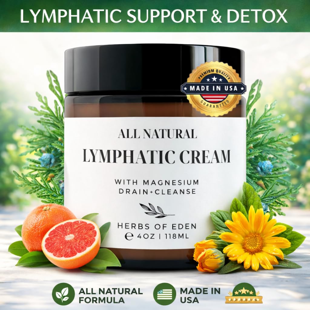 Organic Lymphatic Massage Cream with Magnesium – Natural Topical Cream | Stimulate Lymph Fluid | Family Owned, Made in USA Herbs of EdenBuy Supplements Australia