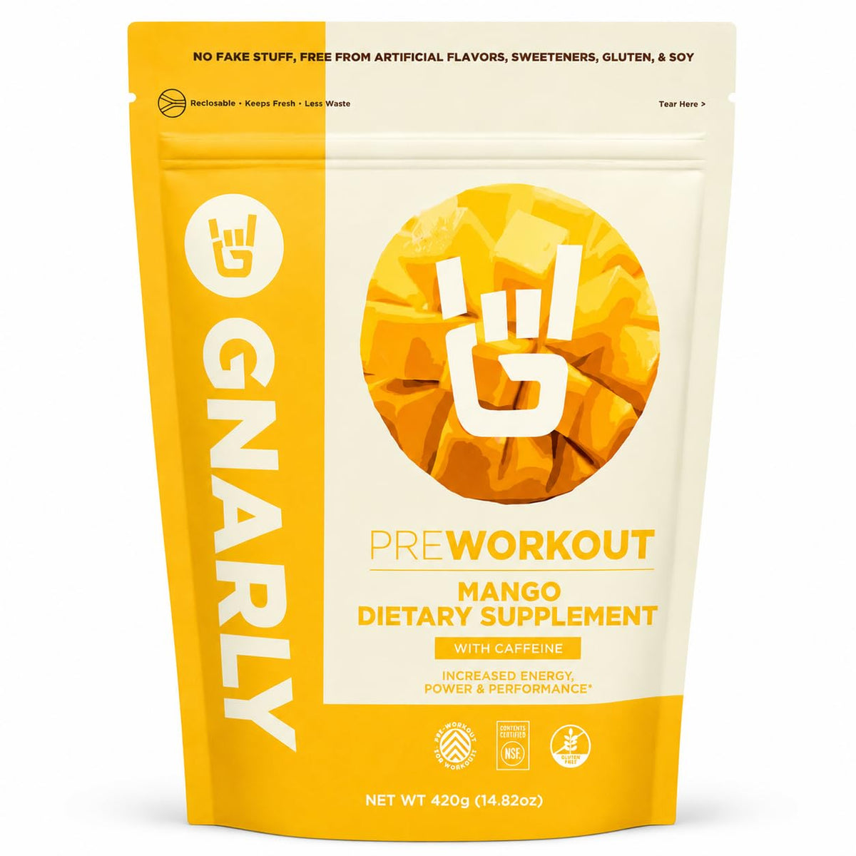 Gnarly Nutrition Natural Pre-Workout Powder, Strawberry Lemonade – NSF Sport Certified, Endurance & Recovery – Vegan Pre-Workout, Sports Nutrition – Strawberry Lemonade with Caffeine, 14.82 oz