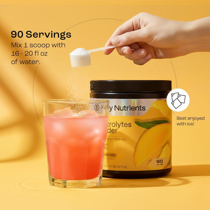 KEY NUTRIENTS Electrolytes Powder Bundle, Peach Mango 90 Servings + Variety Pack Electrolyte Packets 10 Count, Sugar Free Hydration Drink Mix with Vitamins & Minerals