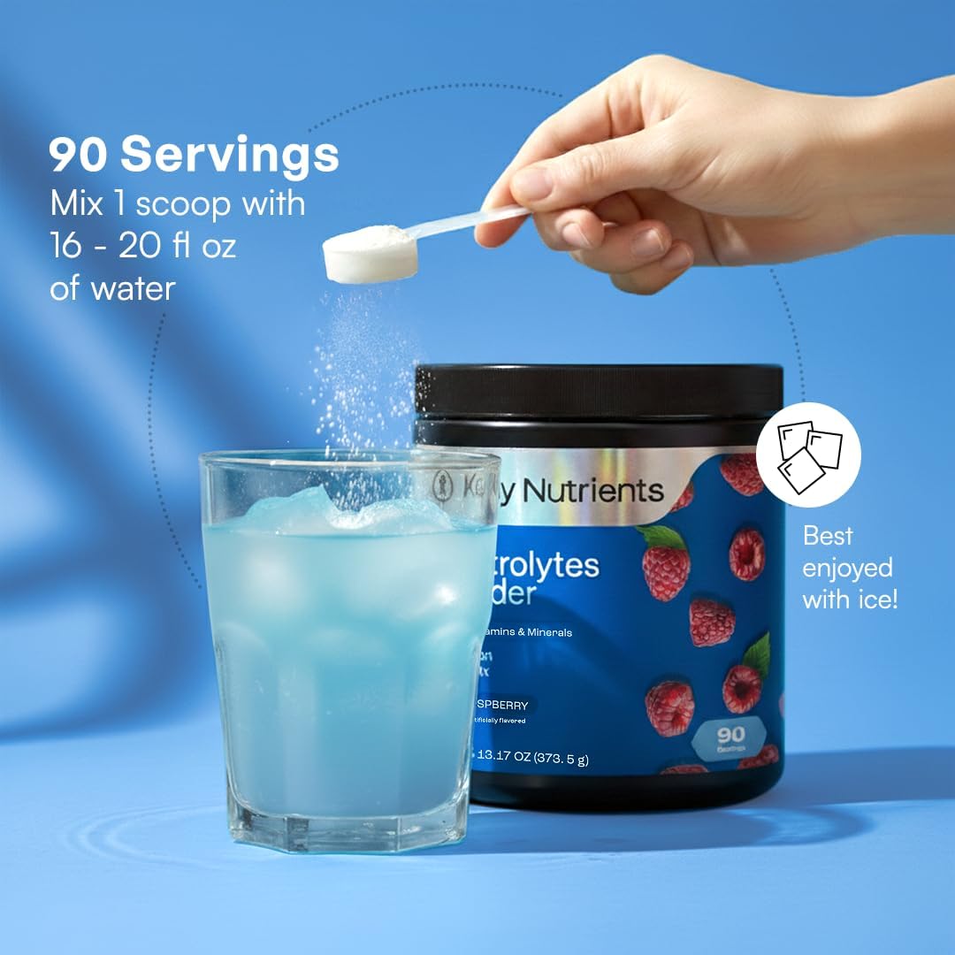 KEY NUTRIENTS Electrolytes Powder Bundle, Refreshing Lemonade 90 Servings Jar + Sweet Blue Raspberry 90 Servings Jar, Sugar Free Hydration Drink Mix with Vitamins & Minerals, No Calories