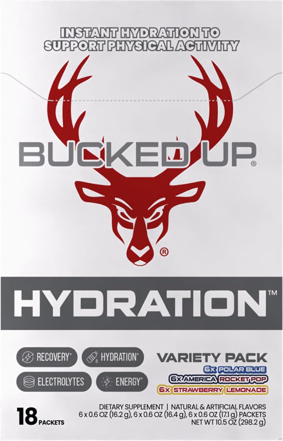 Bucked Up Hydration - Variety Pack | Electrolyte and Hydration Powder Drink Mix | 18 Packs (18 Servings)
