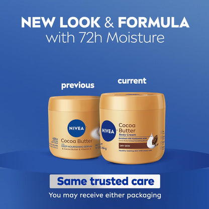 NIVEA Cocoa Butter Body Cream with Deep Nourishing Serum, Cocoa Butter Cream for Dry Skin, 16 Ounce Jar
