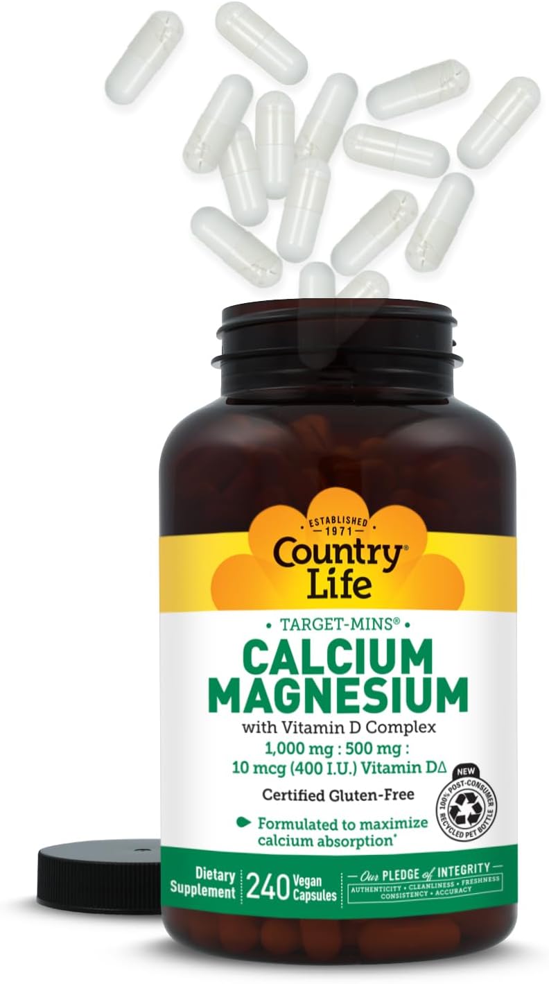 Country Life Target-Mins Calcium Magnesium with Vitamin D, 240 Capsules