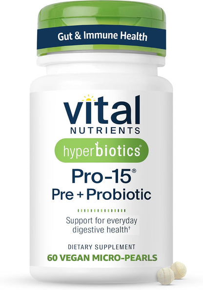 Hyperbiotics Vital Nutrients Gut & Oral Health Bundle – Pro-15 Digestive Prebiotics + Probiotics (60 Time Release Pearls) & Pro-Dental Oral Probiotics with BLIS K12 & M18 (45 Mint Tablets)
