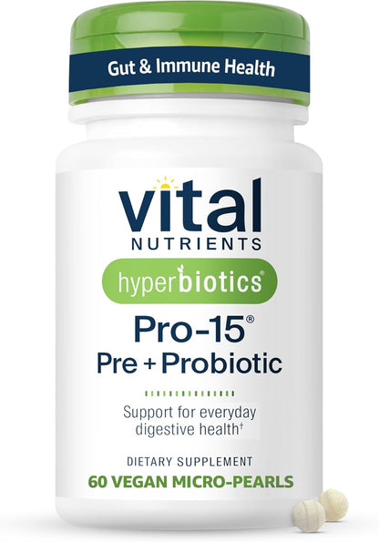 Hyperbiotics Vital Nutrients Gut Support Bundle – Pro-15 Prebiotics + Probiotics (60 Time Release Pearls) & Organic Prebiotic Fiber Powder (54 Servings) for Gut, Digestive, & Immune Health Support